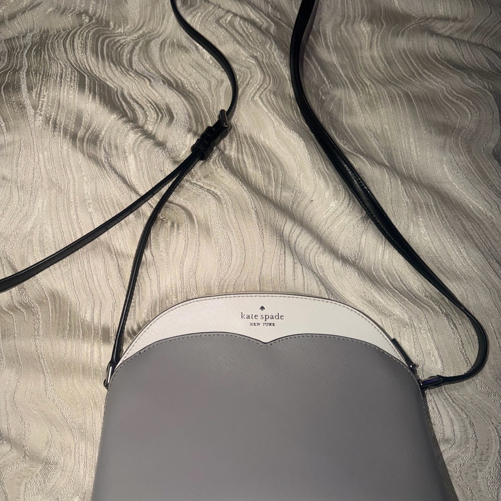 Kate Spade Light Gray and White Crossbody Bag
